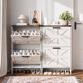 VEANERWOOD Shoes Storage Cabinet With Doors, Farmhouse Shoe Cabinet With 2 Flip Drawers For Entryway,Gray