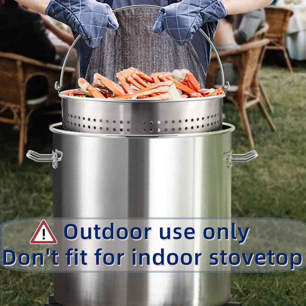 100QT Seafood Boiling Kit, 200, 000BTU Propane Burner and Stainless Steel Crawfish Boil Pot W/Basket and Steamer Rack, for Outdoors Cooking and Steaming, Large Turkey Fryer Pot, Lobster Shrimp Pot