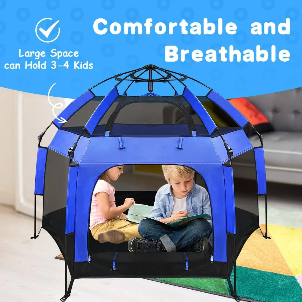 Outdoor Baby Playpen with Canopy Beach Tent for Kids and Toddlers Portable Lightweight Pop Up Pack and Play Playards with Travel Bag,61"*61"*49.2"