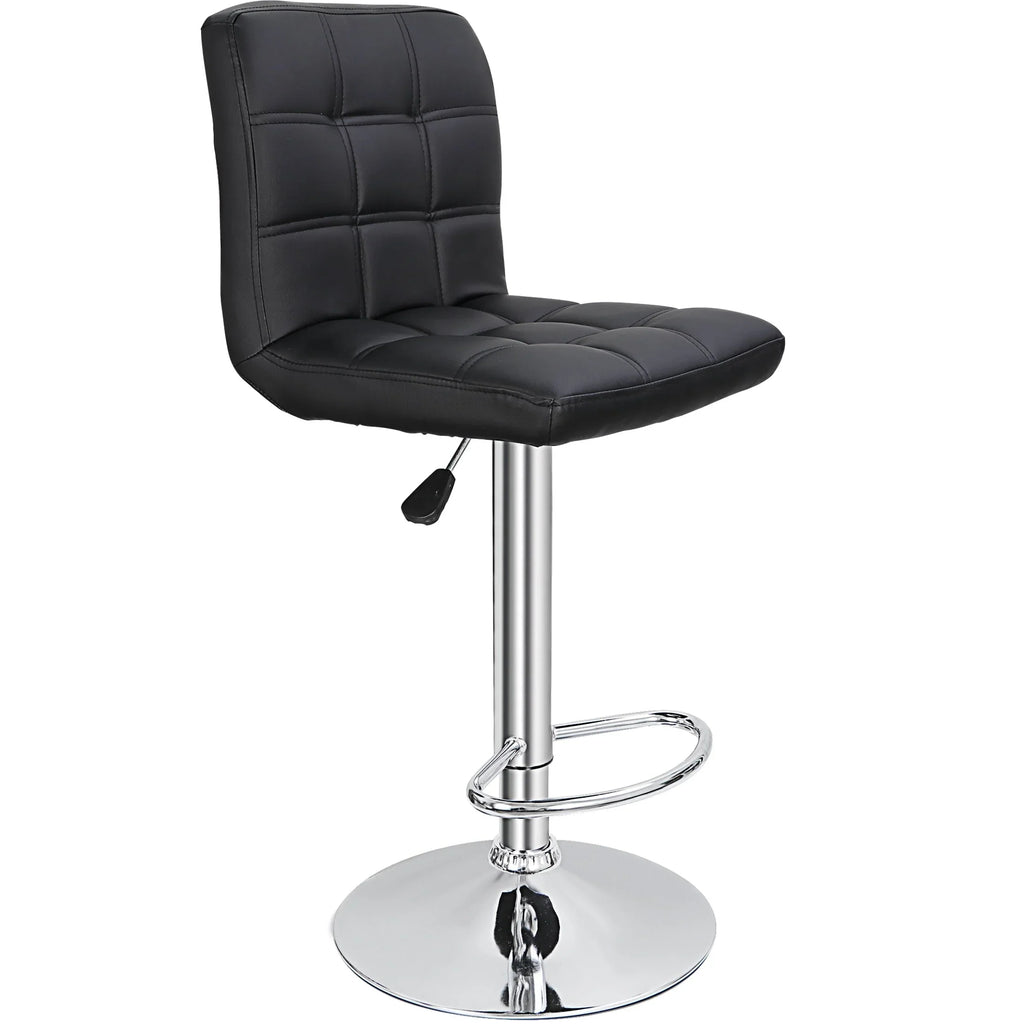 ZENY Set of 4 Bar Stool Soft Cushion Metal Frame 24-32" Swivel Chair, Black