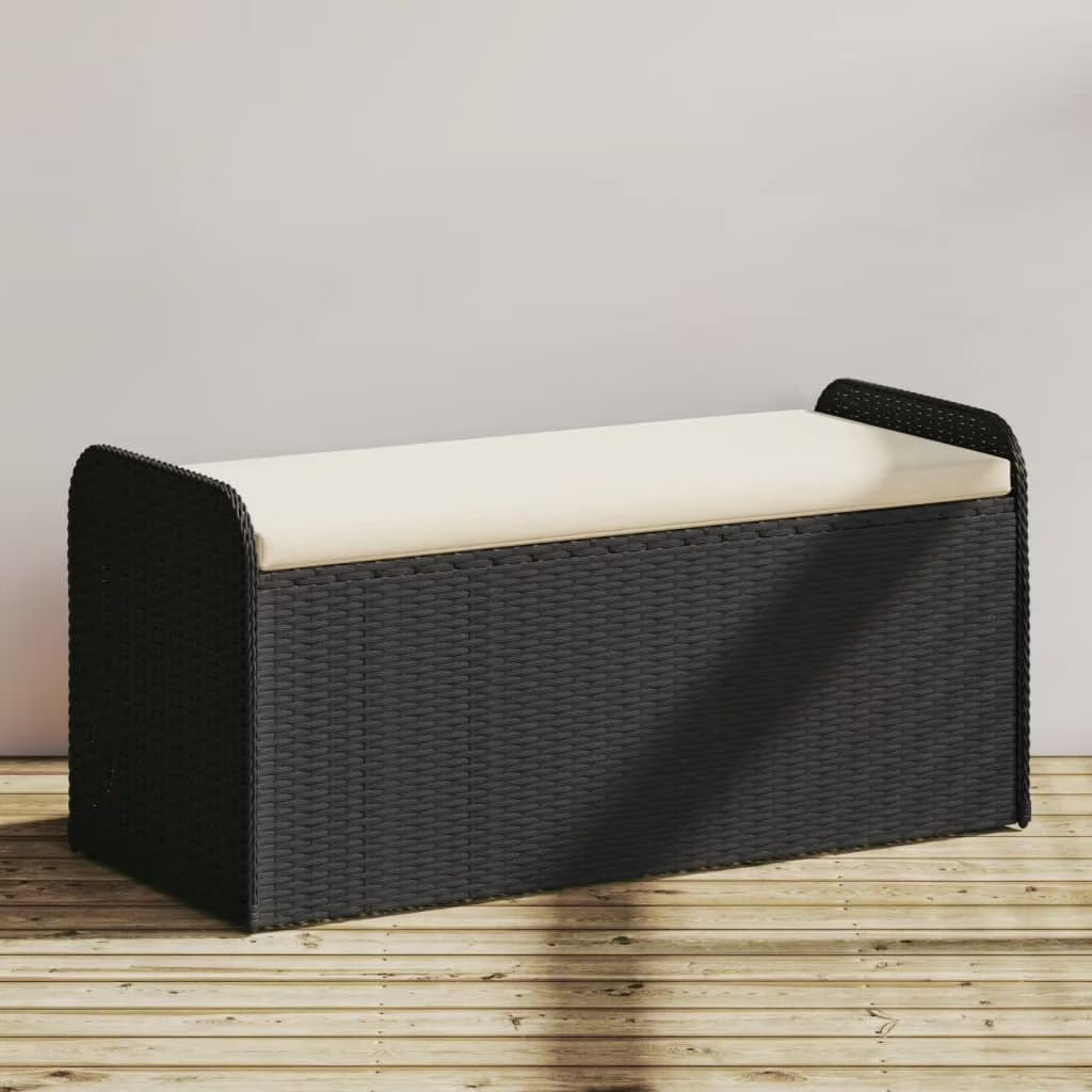vidaXL Storage Bench with Cushion Outdoor Garden Seat Furniture Poly Rattan