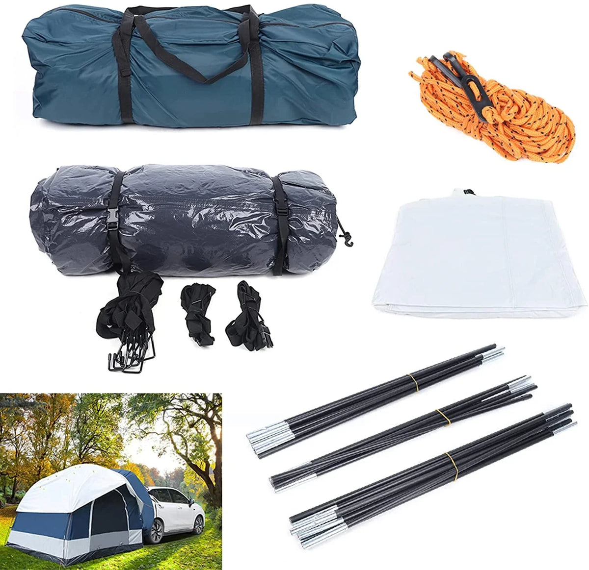 SUV Tent for Camping, Universal Car Tent 4-6 Person SUV Tailgate Tent Sun Shelter Camping Tent for Camping SUV Outdoor Travel (US Stock)