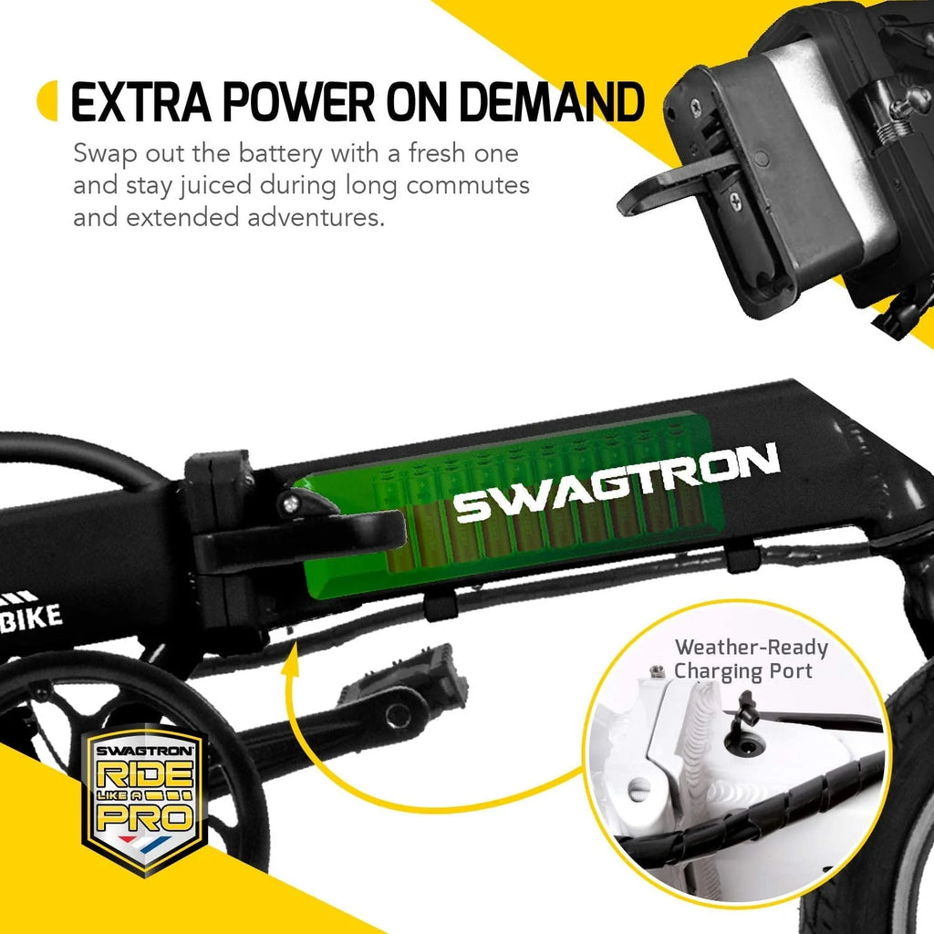 Swagtron Swagcycle EB5 Pro Plus Lightweight Aluminum Folding Electric Bike with Pedals (Recertified)