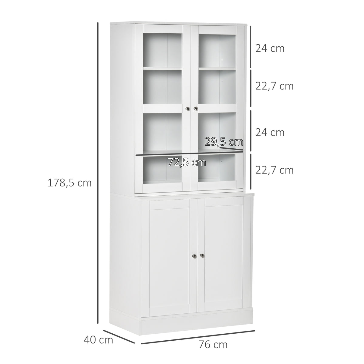 HOMCOM Bücherregal Wandregal Regal, 2 Regale, 76 cm x 40 cm x 178,5 cm, Weiß