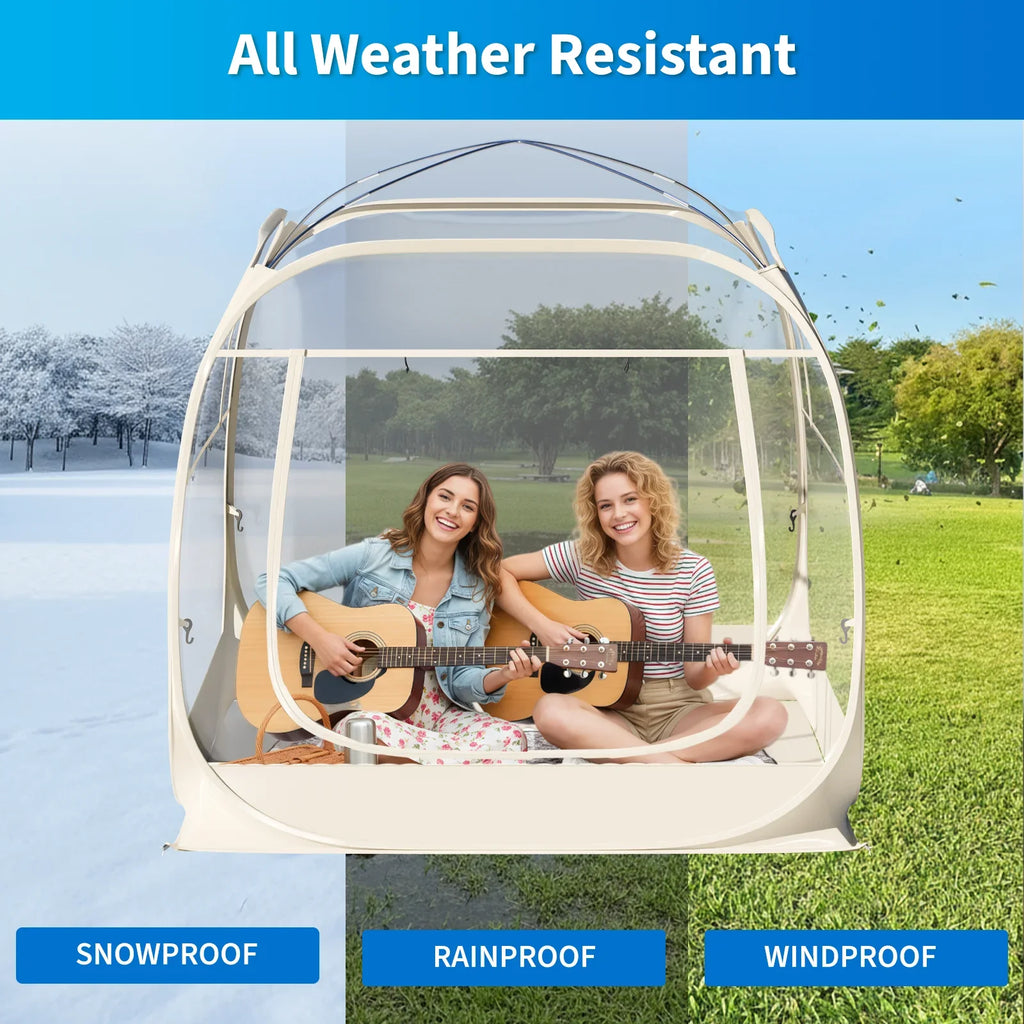TABU Pop Up Bubble Tent, Sports Tent for 6-7 People, Portable Weatherproof Clear Tent, 10 x 10 ft