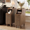 UGTOO 24.4"Tall Walnut Finish 2PC Bedside Table Set with 2 Large Drawers & Top Storage Space Open Shelf, Sturdy Wood Legs, Vintage Cabinet Nightstand for Bedroom with Metal Handle