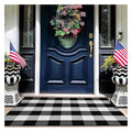 EARTHALL Buffalo Plaid Outdoor Rug 27.5 x 43 Inches Cotton Hand-Woven Checkered Front Door Mat, Washable Outdoor Rugs for Layered Door Mats Porch/