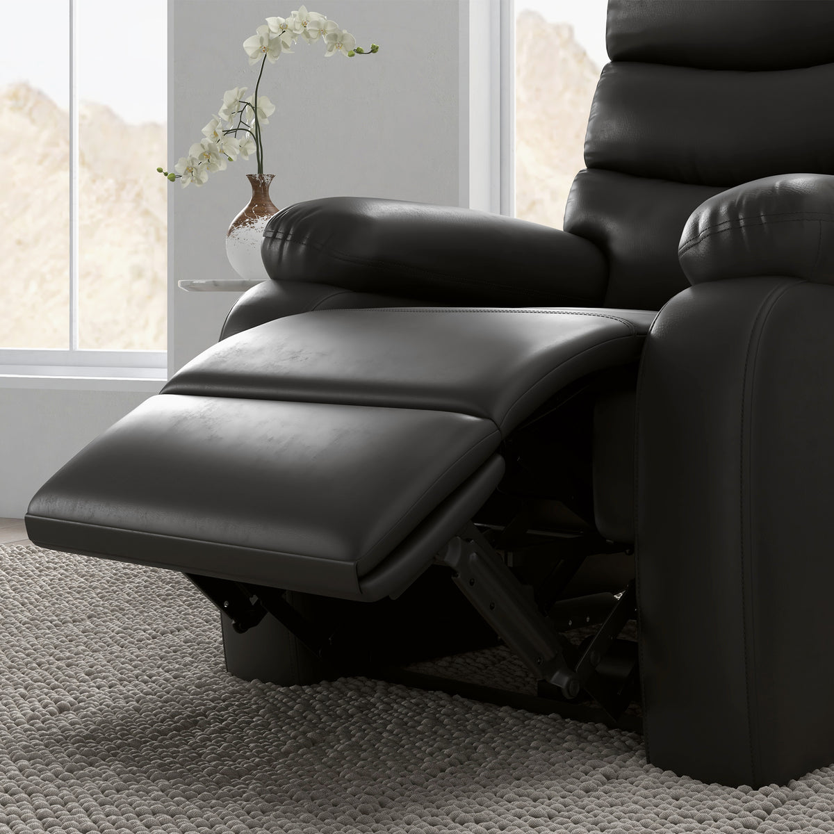 HOMCOM Relaxsessel Liegesessel, Liegefunktion, inkl. Fußstütze, 78 cm x 90 cm x 105 cm, Schwarz