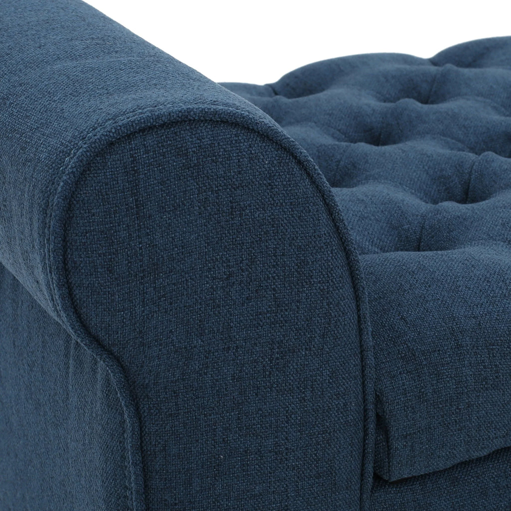 Noble House Amanda Dark Blue Fabric Armed Storage Bench