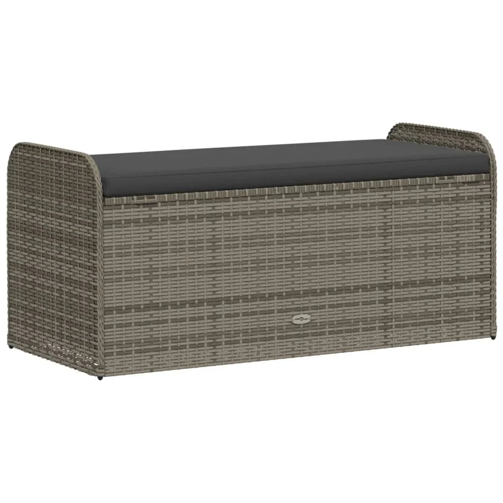 vidaXL Storage Bench with Cushion Outdoor Garden Seat Furniture Poly Rattan