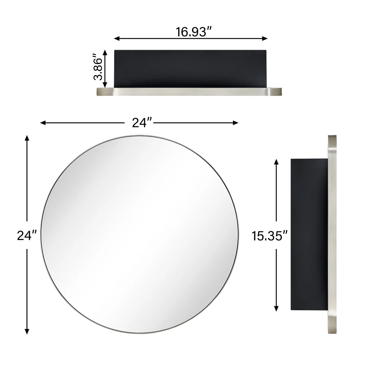TEHOME Myriel Surface Mount Framed Round Medicine Cabinet with Mirror 24" x 24" - Black