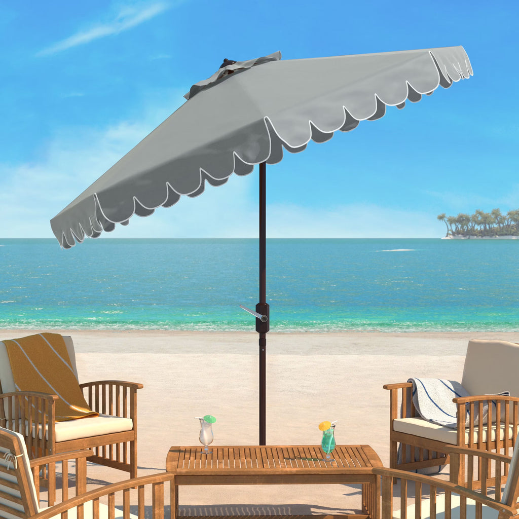 Safavieh Venice 9' Market Crank Tilt Patio Umbrella, Navy/White