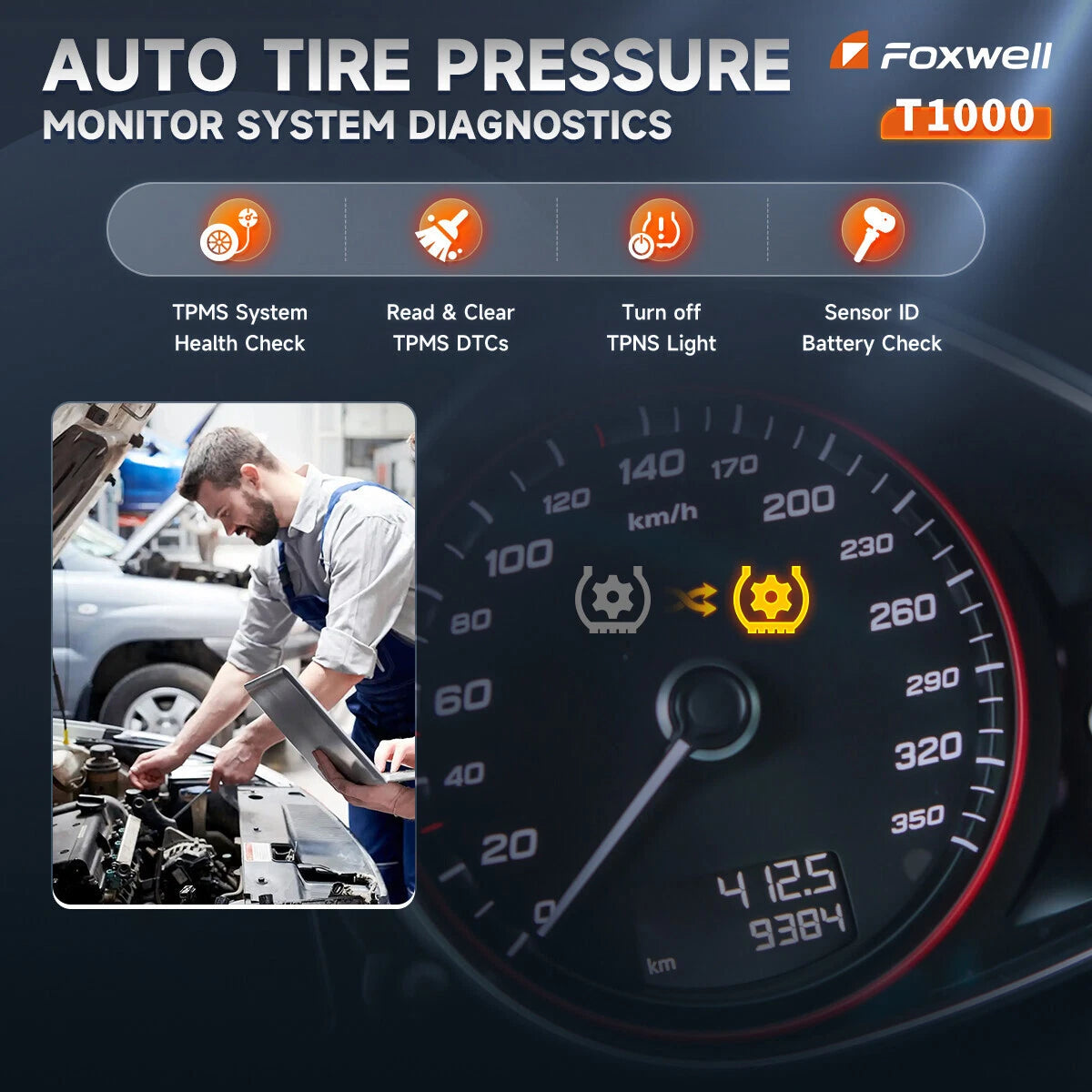 FOXWELL TPMS Programming Relearn Activation Tool, Full TPMS Services, Tire Pressure Monitor Sensor Scanner Maintenance Tool for OBD2 Cars Diagnostic Scanner Tester, T1000 TPMS Tool