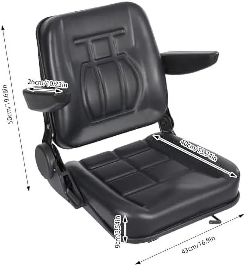 Tractor Seat, Lawn Mower Seat Seat with Armrests Durable Universal Replacement Seat for Excavator, Backhoe, Dozer Tractors, Forklifts, Heavy Equipment (Yellow)