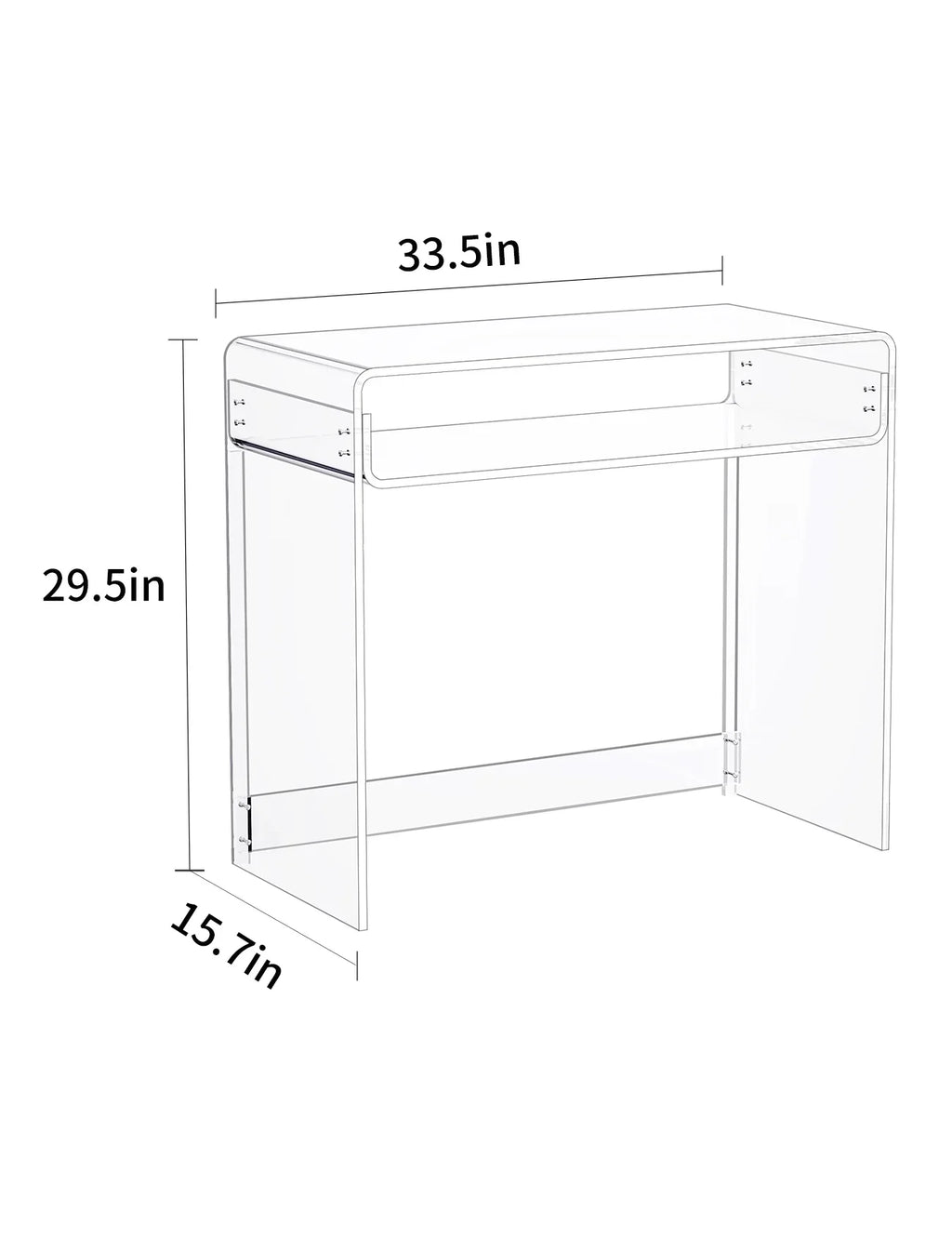 Solaround Acrylic Modern and Sleek Computer Office Desk, Clear