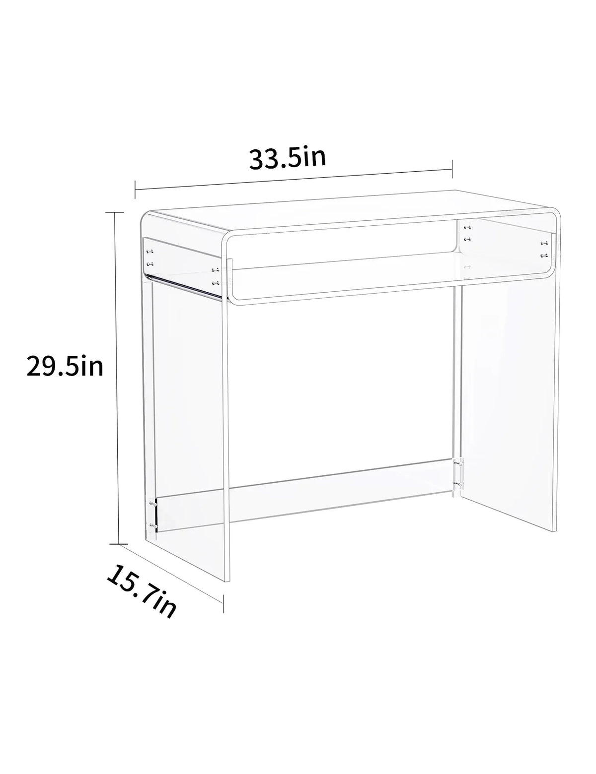 Solaround Acrylic Modern and Sleek Computer Office Desk, Clear
