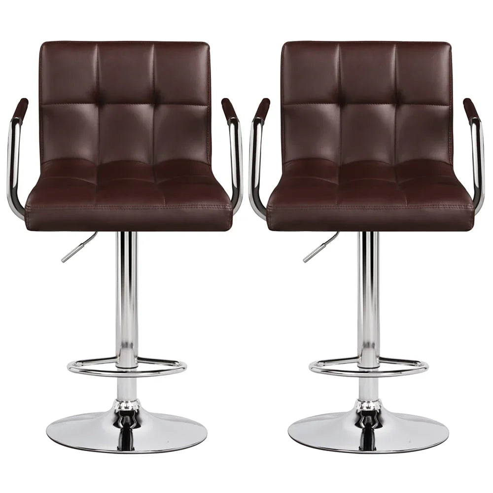 Yaheetech 2pcs PU Leather Adjustable Bar Stools for Dining Room, Black