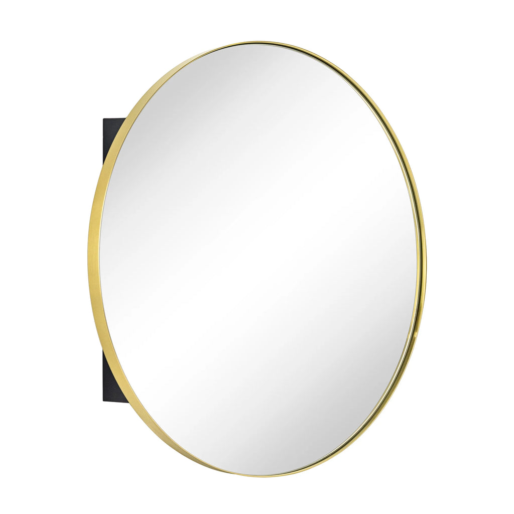 TEHOME Myriel Surface Mount Framed Round Medicine Cabinet with Mirror 24" x 24" - Black