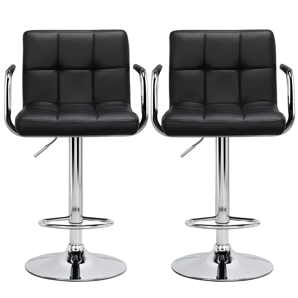 Yaheetech 2pcs PU Leather Adjustable Bar Stools for Dining Room, Black