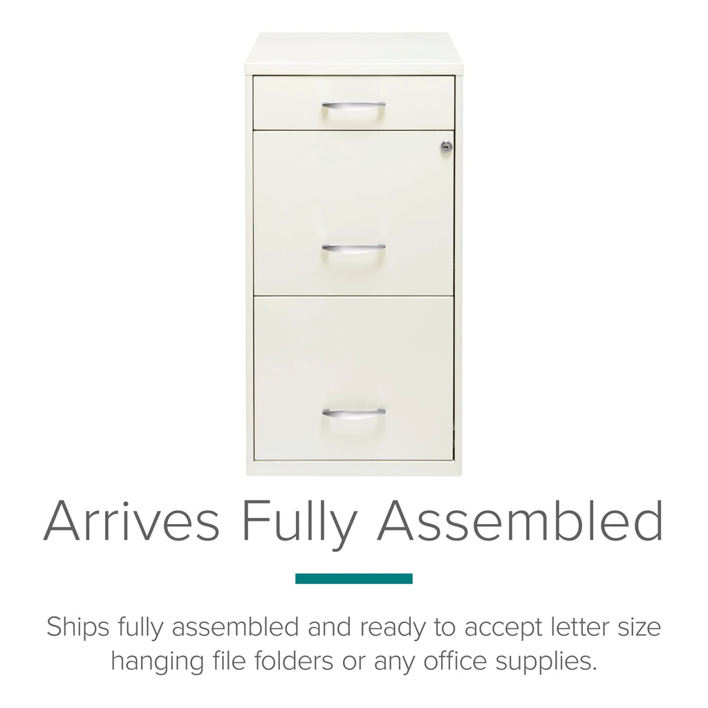 Space Solutions 3 Drawer Letter Width Vertical File Cabinet with Pencil Drawer, White