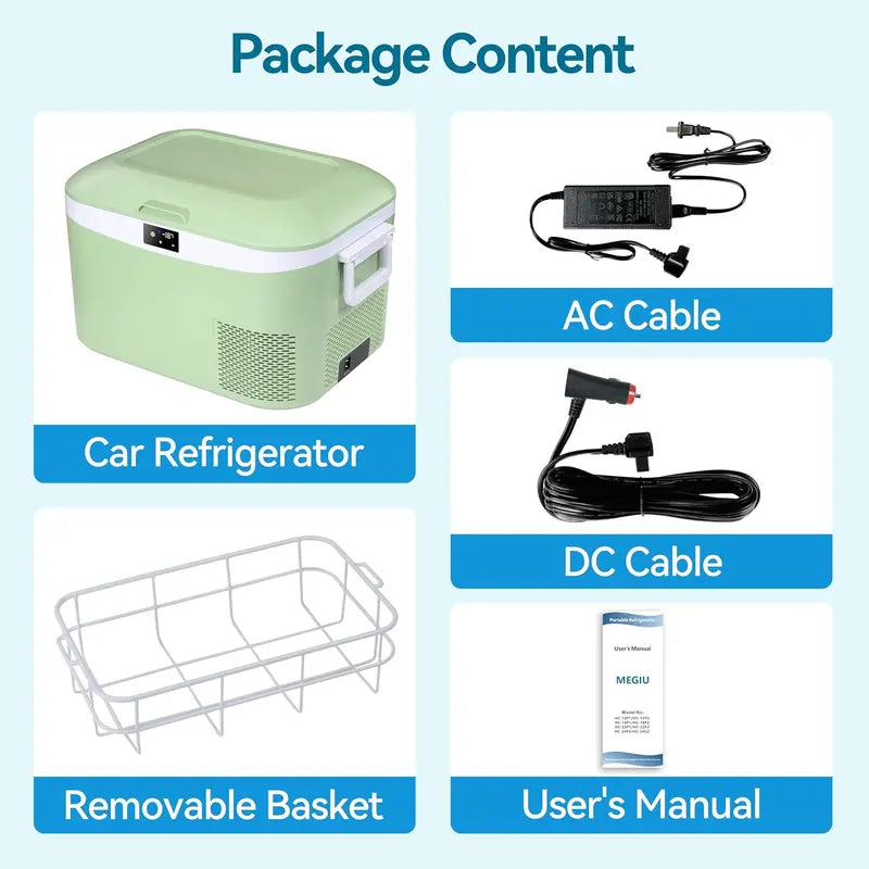 23-Quart 12V/24V Portable Car Fridge | Compressor-Powered Vehicle Refrigerator with Freezer Function for Camping, Travel & Off-Grid Use