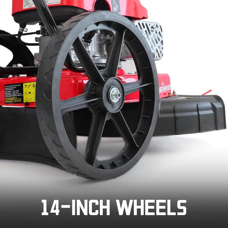 22-Inch Walk-Behind String Trimmer Mower with 161cc 4-Stroke Engine and High-Profile Wheels