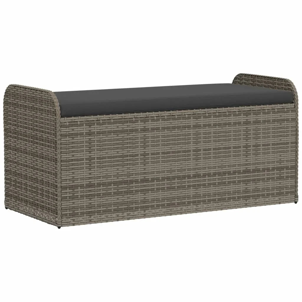 vidaXL Storage Bench with Cushion Outdoor Garden Seat Furniture Poly Rattan