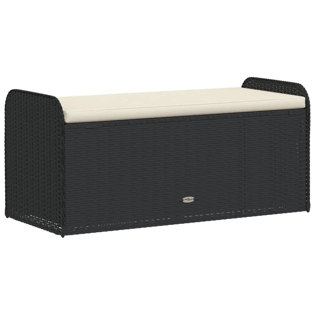 vidaXL Storage Bench with Cushion Outdoor Garden Seat Furniture Poly Rattan