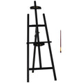 HOMCOM Staffelei Sitz- und Standstaffelei Klappbare Atelierstaffelei 90° einstellbar mit Halterung für Kunstmalerei Und Außenwerbung Kiefernholz Schwarz 51,5 x 71,5 x 134,5 cm