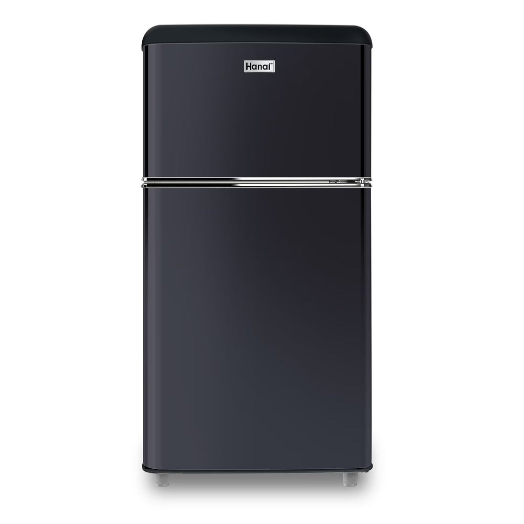 WANAI 3.5 Cu ft Two Door Mini Refrigerator with Freezer,Black