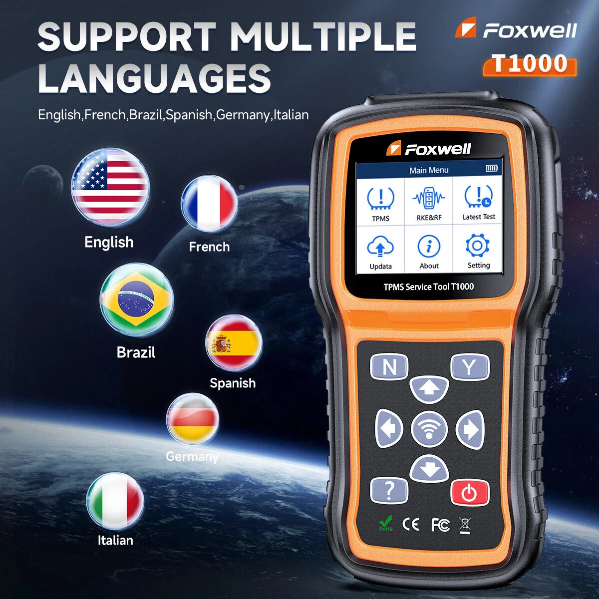 FOXWELL TPMS Programming Relearn Activation Tool, Full TPMS Services, Tire Pressure Monitor Sensor Scanner Maintenance Tool for OBD2 Cars Diagnostic Scanner Tester, T1000 TPMS Tool