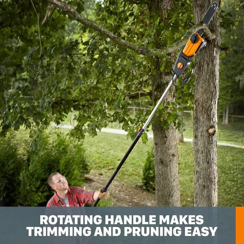 2-in-1 Electric Pole Saw & Chainsaw Trimmer – Auto-Tension, Corded Power Tool