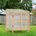 Youmumeub Wooden Cold Frame Greenhouse, 2-Tier Raised Garden Planter with Polycarbonate Panels for Season Extension, Foldable, Natural Wood