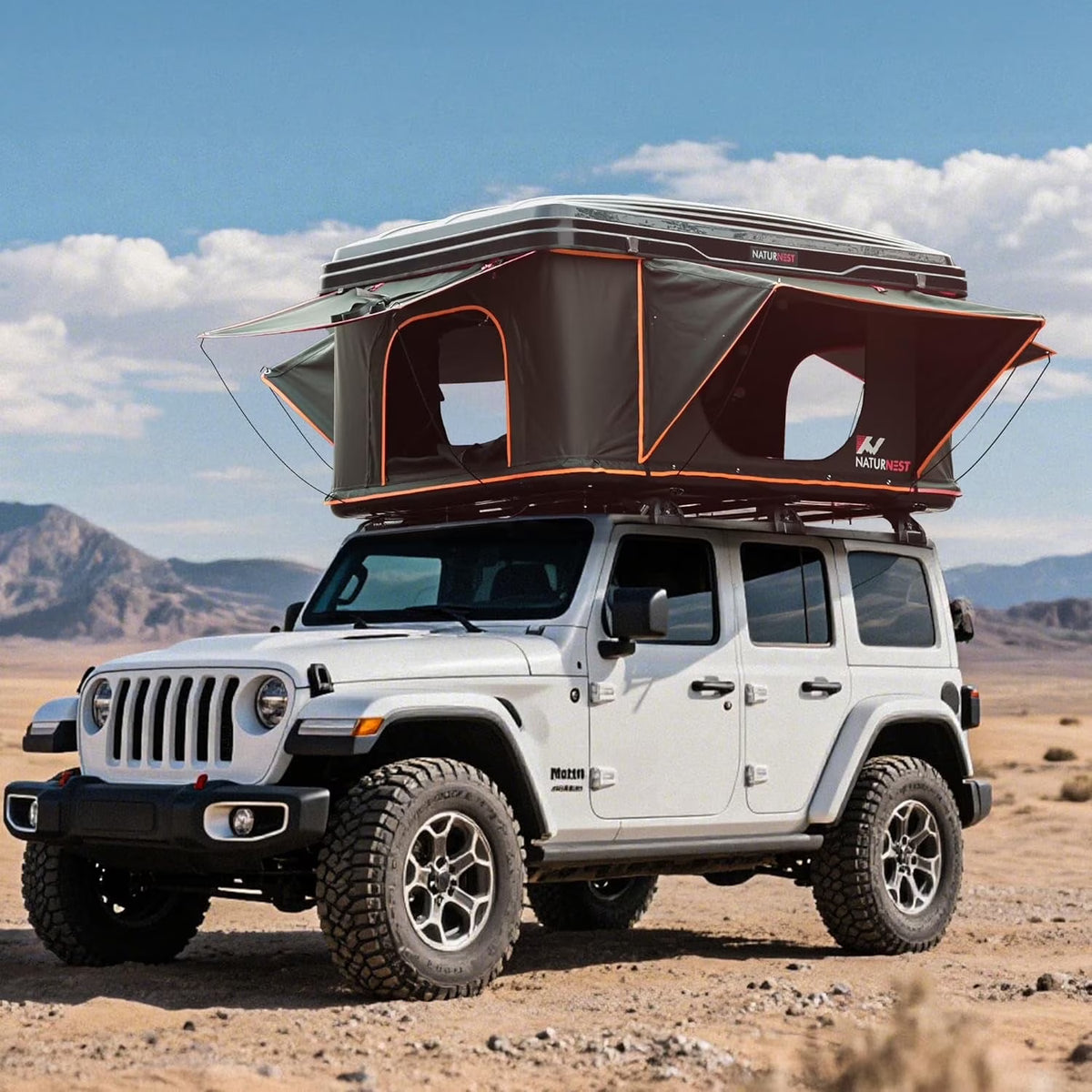 Naturnest Rooftop Tent Hard Shell, Roof Top Tent Hardshell Rooftop Tents for Van Jeep Suv Truck Car Tents for Camping Suv Tent for Car (Green)