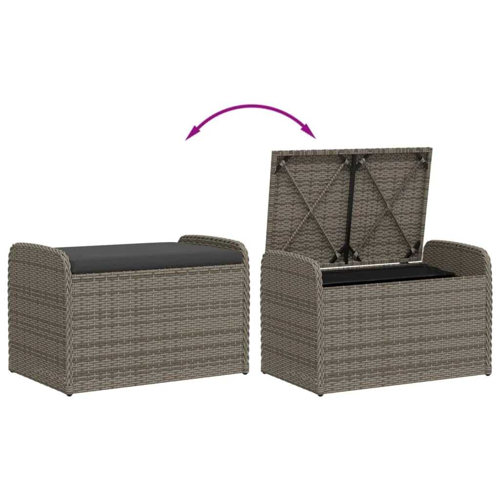 vidaXL Storage Bench with Cushion Outdoor Garden Seat Furniture Poly Rattan