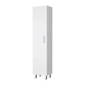 FM FURNITURE Clarno Tall Storage Cabinet, Single Door with Broom Hangers, White