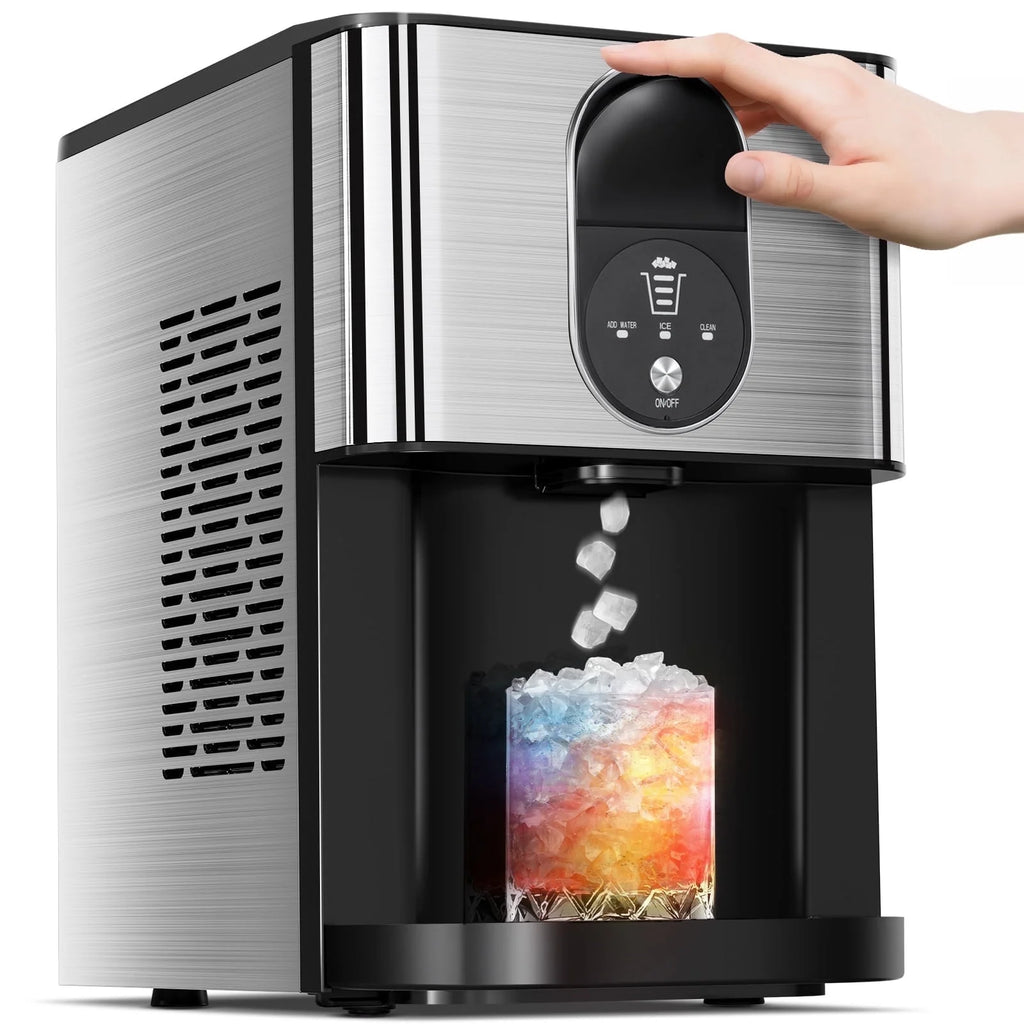 Auseo Ice Maker Countertop with Soft Chewable Ice, 44 lb/24H, Self - Cleaning, One - Click Operation for Home/Party(Black)