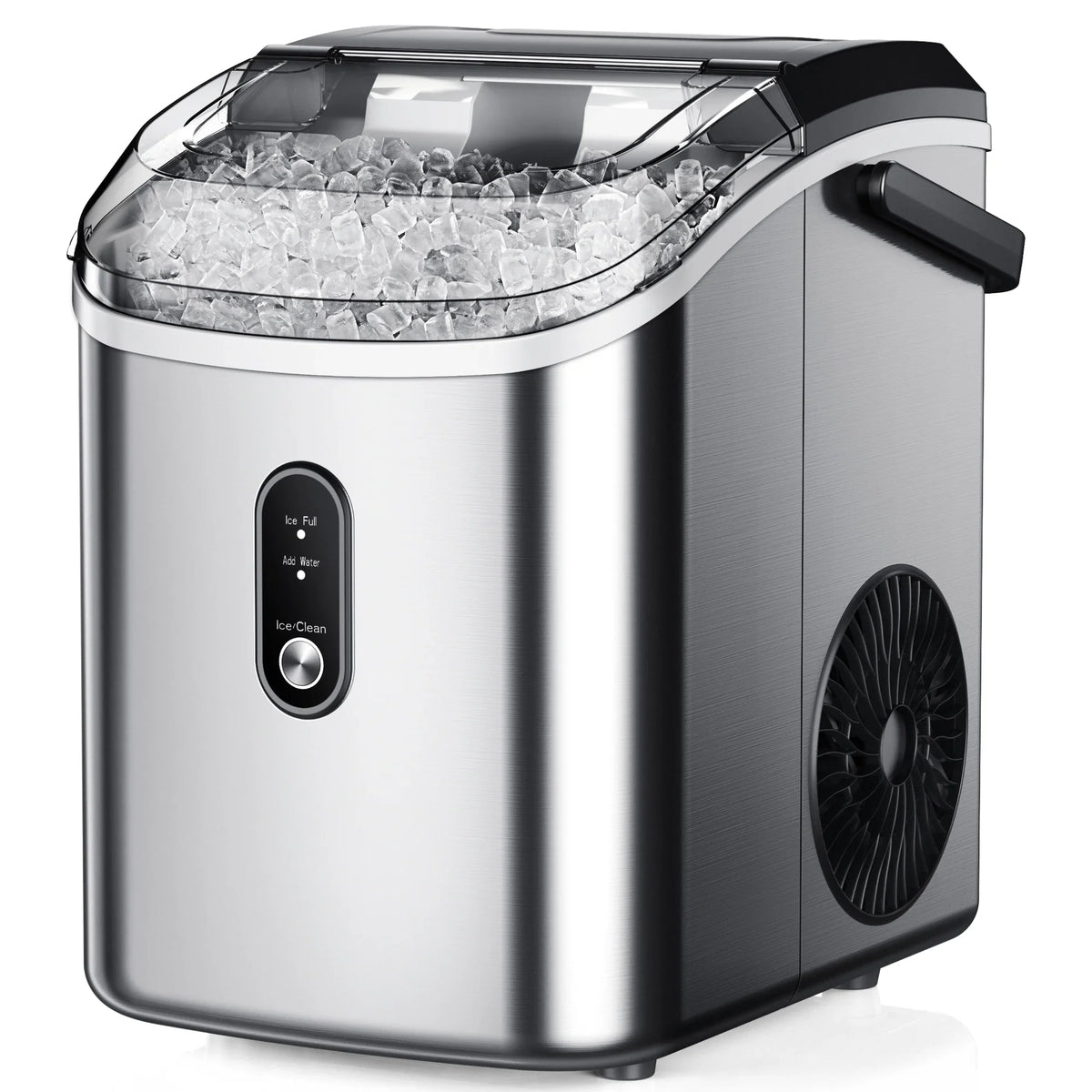 Simzlife Nugget Ice Maker Countertop, 34.9lbs per Day Chewable Pebble Nugget Ice Machine with Touch Screen for Home, Kitchen, Office, Stainless Steel, Black
