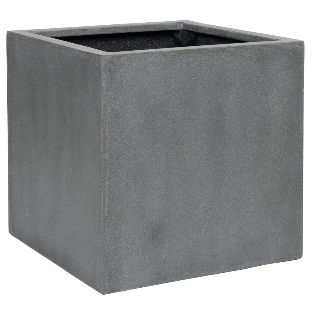 Pottery Pots Natural Block Square Planter Pot Indoor Outdoor Fiberstone Planter Box 24-in- Extra Large - 24" Grey