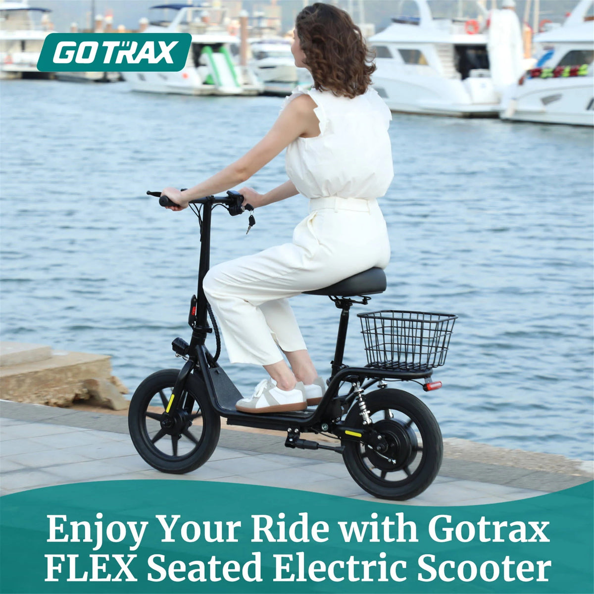 Gotrax Electric Scooter with Seat 18.6 Miles Range 15.5 MPH Power by 4 - MadeInUSA