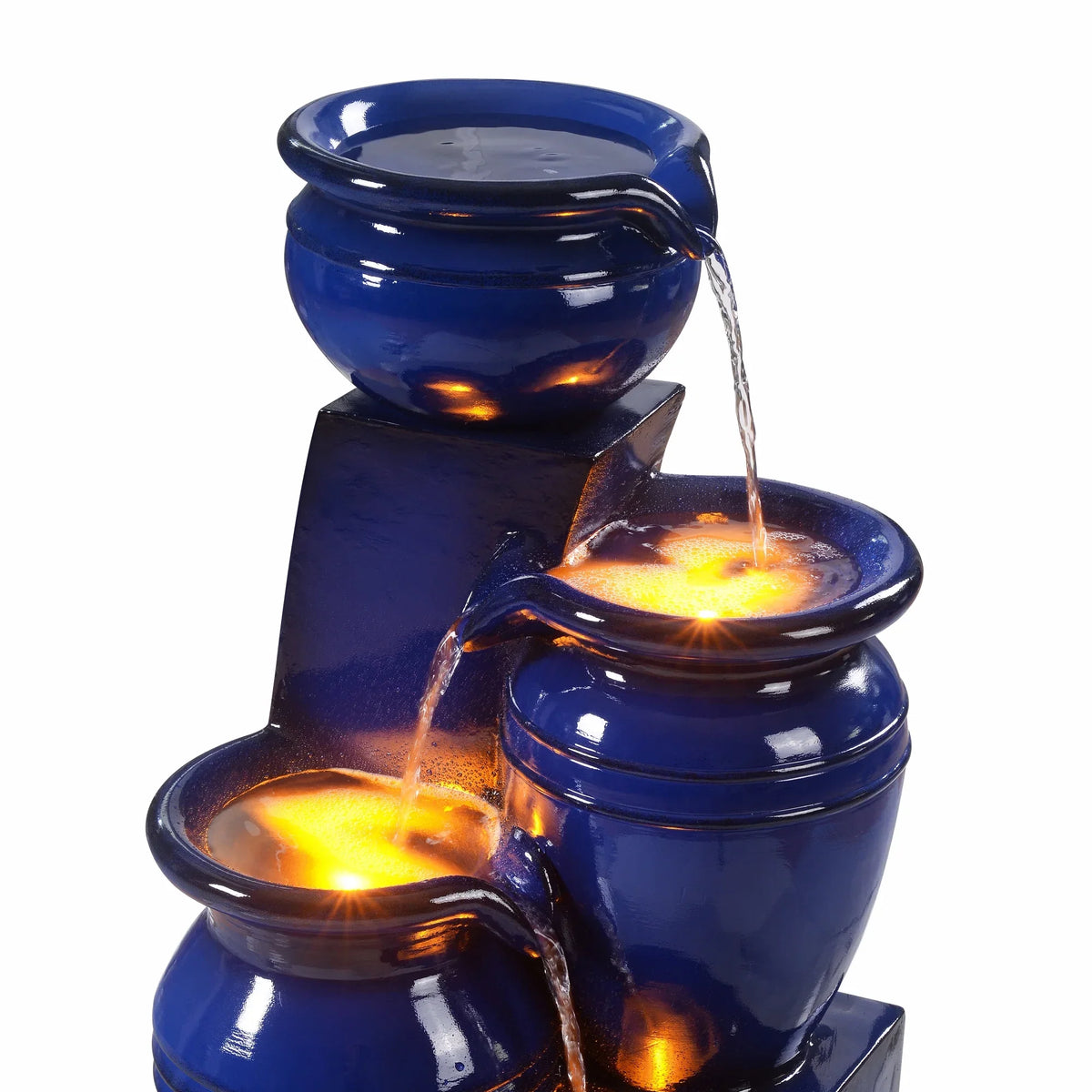 Teamson Home 28.74" Solar Water Fountain with LED Lights, Navy