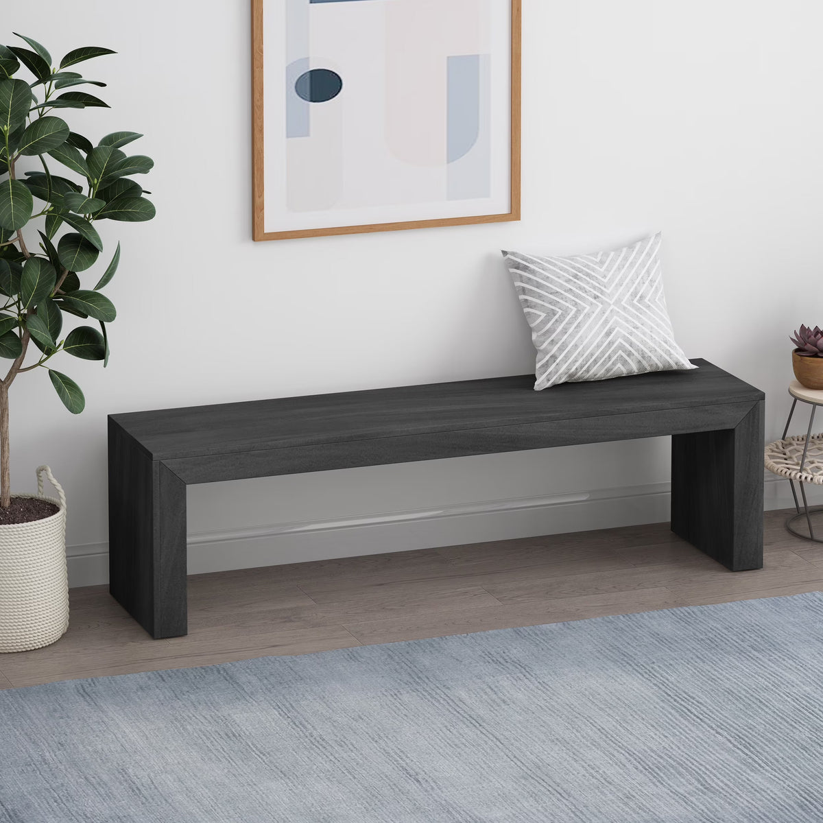 Noble House Krislynn Farmhouse Acacia Wood Dining Bench, Black