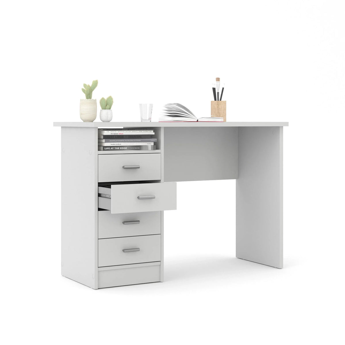Warner Desk with 4 Drawers, White