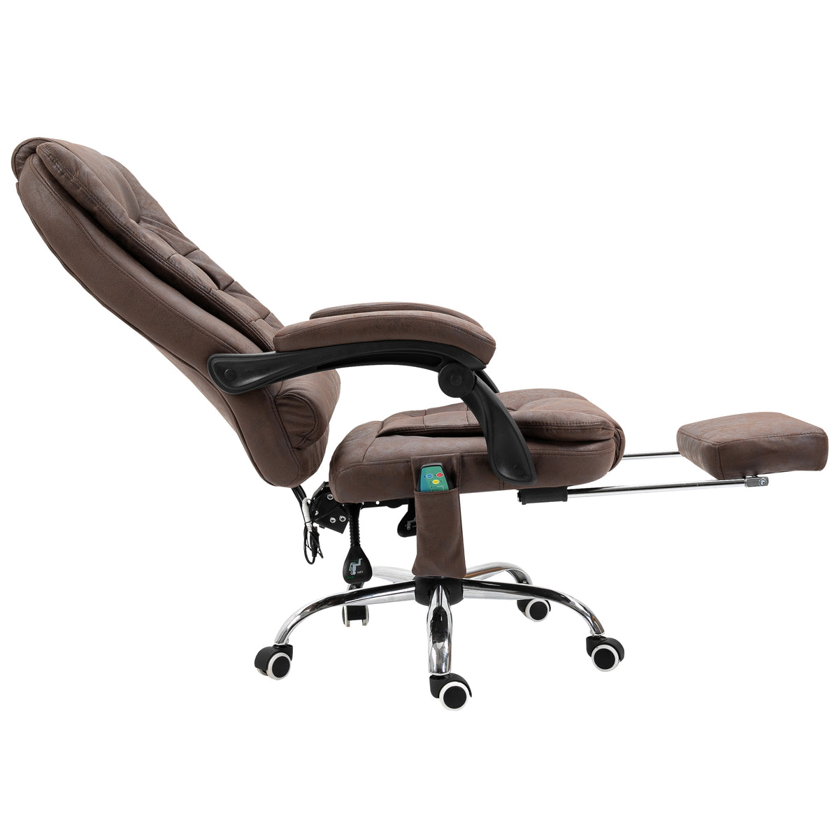 Vinsetto Massage-Bürostuhl, Liege- & Wärmefunktion, drehbar, ergonomisch, bis 120 kg, Braun