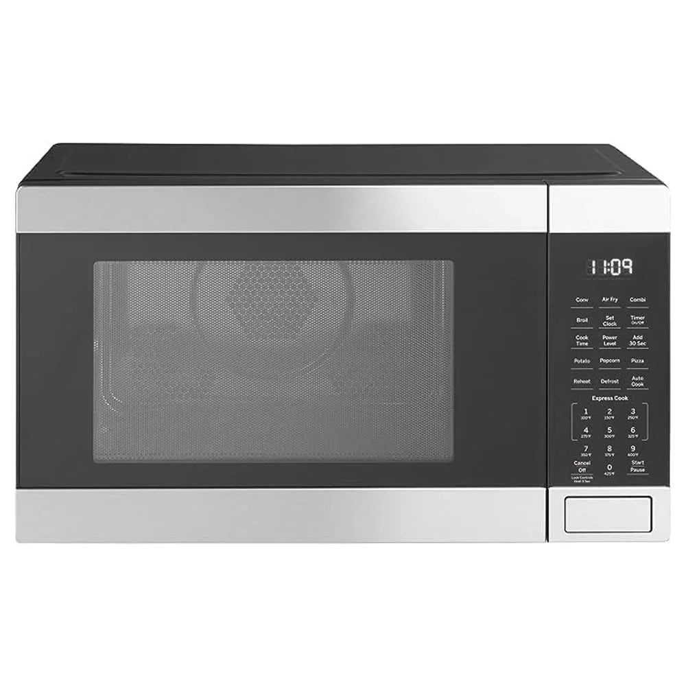 Open Box GE 3-in-1 Microwave Oven, 1,050 Watts Air Fryer, Broiler and Convection Mode, Child-Lock Technology, Kitchen Essentials for The Countertop or Dorm Room, 1.0 Cu. Ft., Stainless Steel