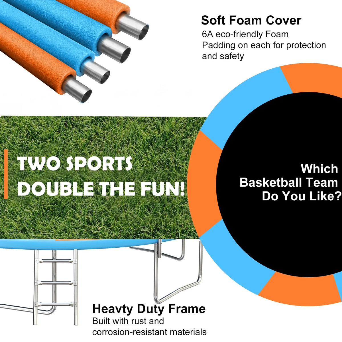 SHINPT 14ft Trampoline for Kids, Outdoor Trampoline with Net, Big Trampoline with Basketball Hoop and Ladder, Heavy Duty Trampoline with No-gap Design, Backyard Trampolines for Adult