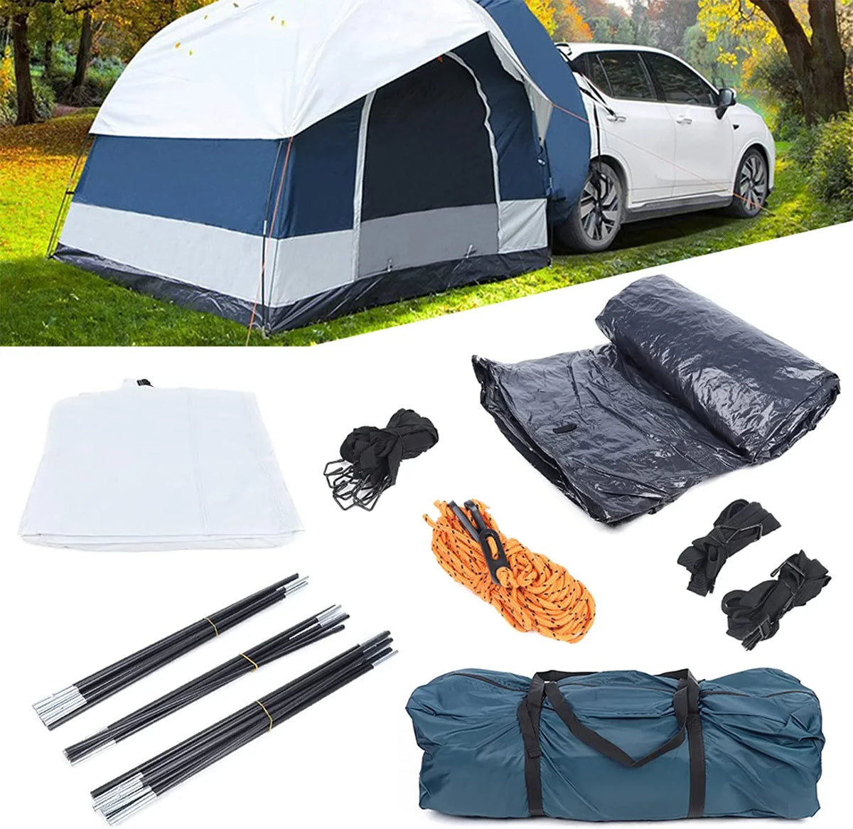 SUV Tent for Camping, Universal Car Tent 4-6 Person SUV Tailgate Tent Sun Shelter Camping Tent for Camping SUV Outdoor Travel (US Stock)