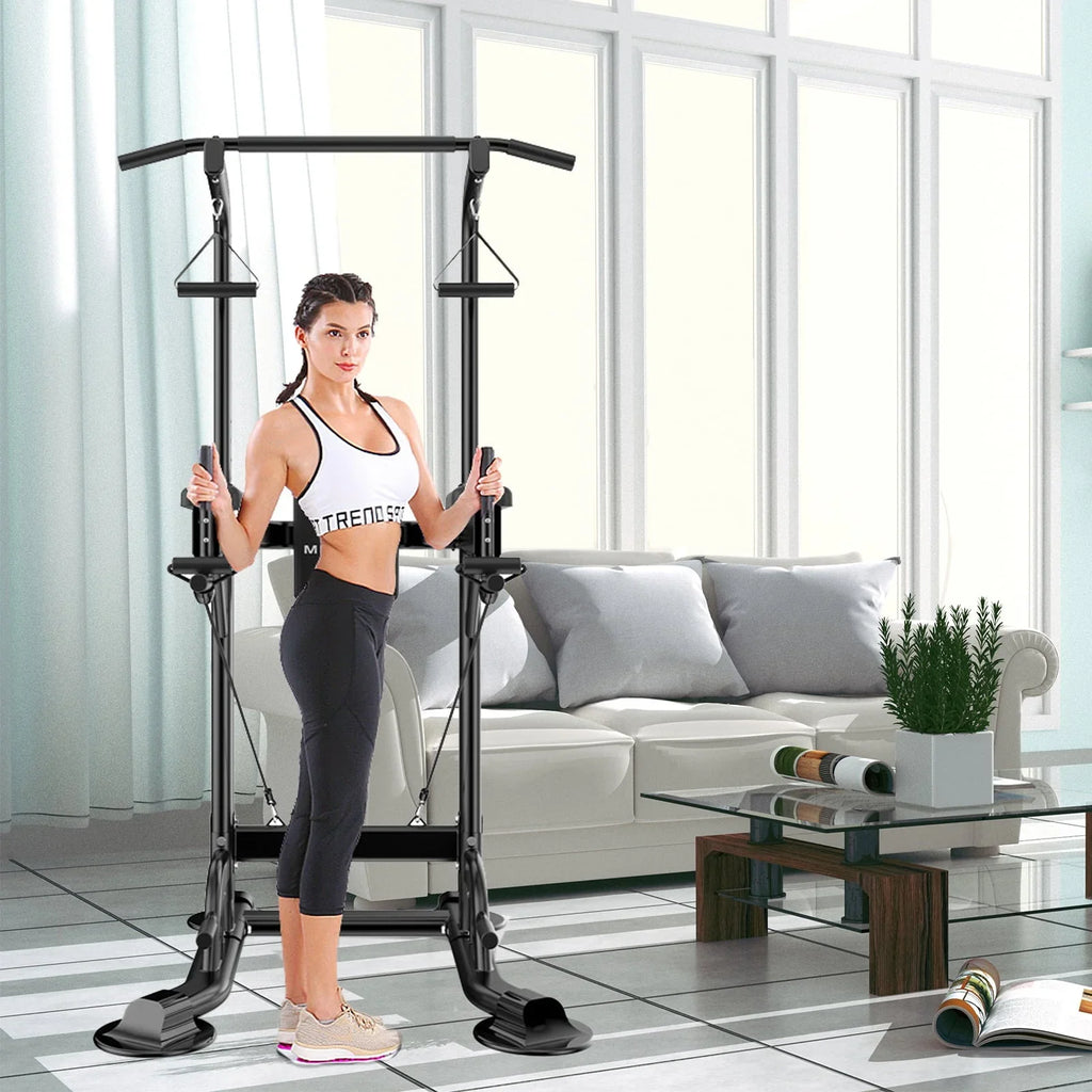 Tappio Multifunction Power Tower Dip Bar Station Pull Up Bar Stand for Home Gym, Adjustable Strength Training Fitness Equipment with Backrest,400lb Capacity