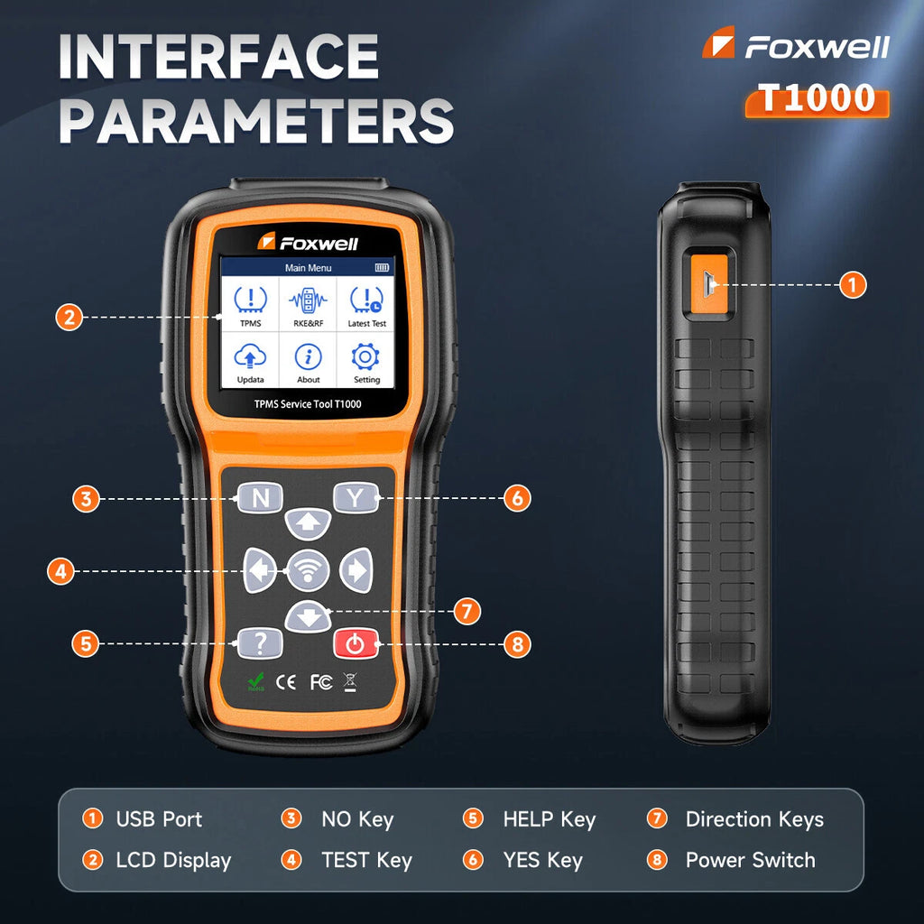 FOXWELL TPMS Programming Relearn Activation Tool, Full TPMS Services, Tire Pressure Monitor Sensor Scanner Maintenance Tool for OBD2 Cars Diagnostic Scanner Tester, T1000 TPMS Tool