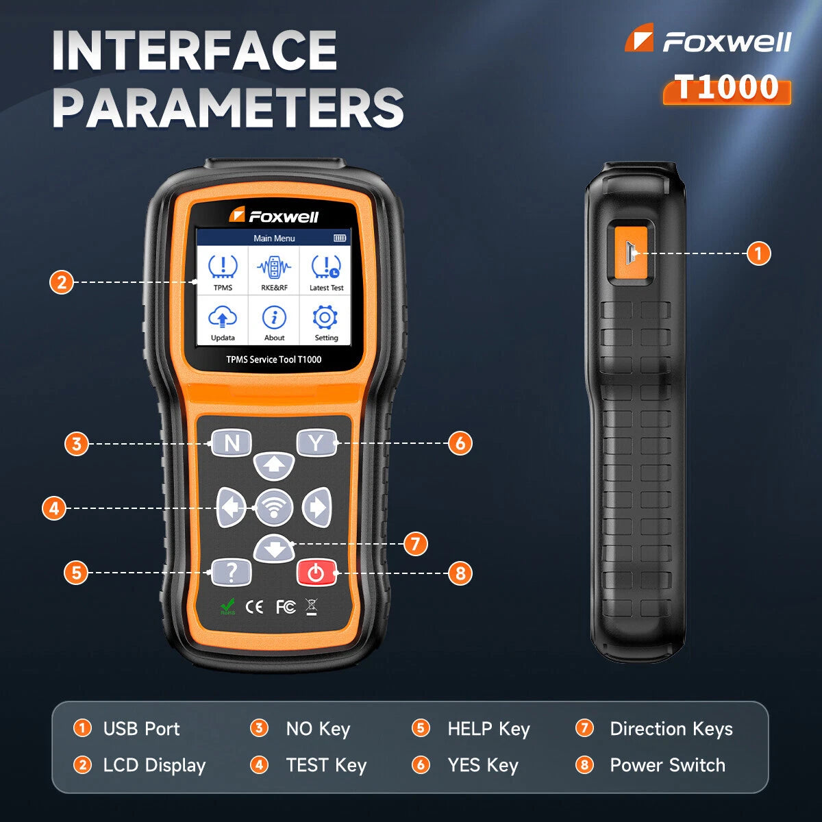 FOXWELL TPMS Programming Relearn Activation Tool, Full TPMS Services, Tire Pressure Monitor Sensor Scanner Maintenance Tool for OBD2 Cars Diagnostic Scanner Tester, T1000 TPMS Tool